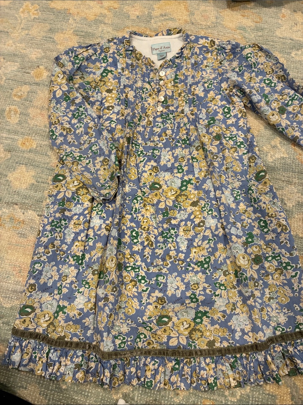 Girls' Blue Floral Fall transition dress